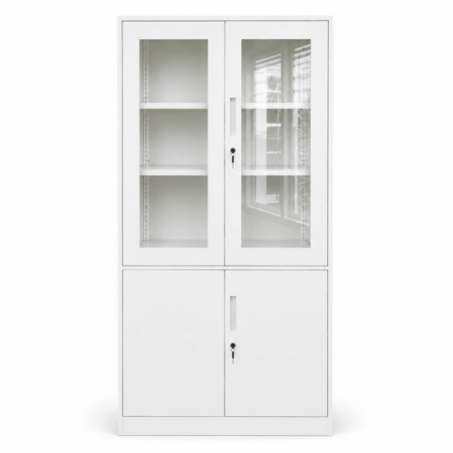 WLS-09-10 2 GLASS DOOR+2 METAL DOOR FILE CABINET 1800X850X390MM